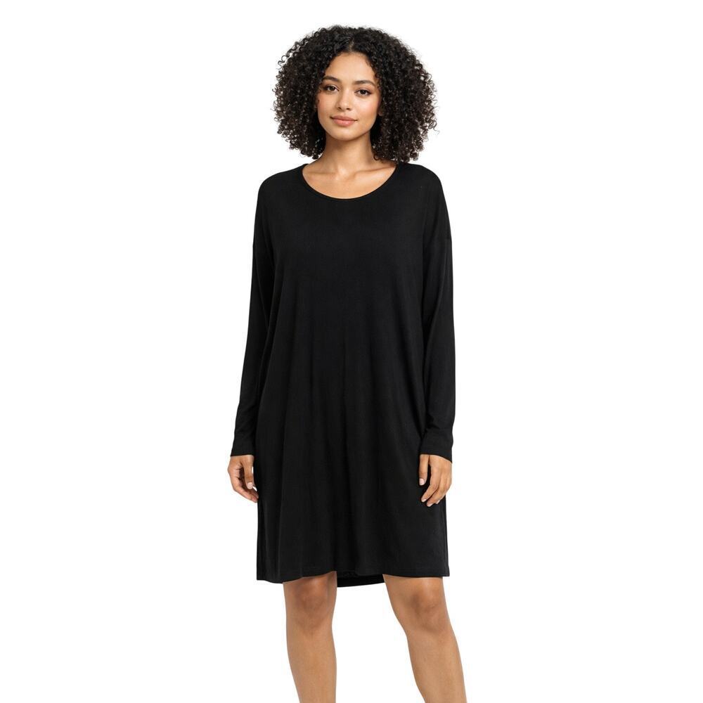Eileen Fisher Knit Jersey Long Sleeve Dress - Size Large - Classic Minimalist